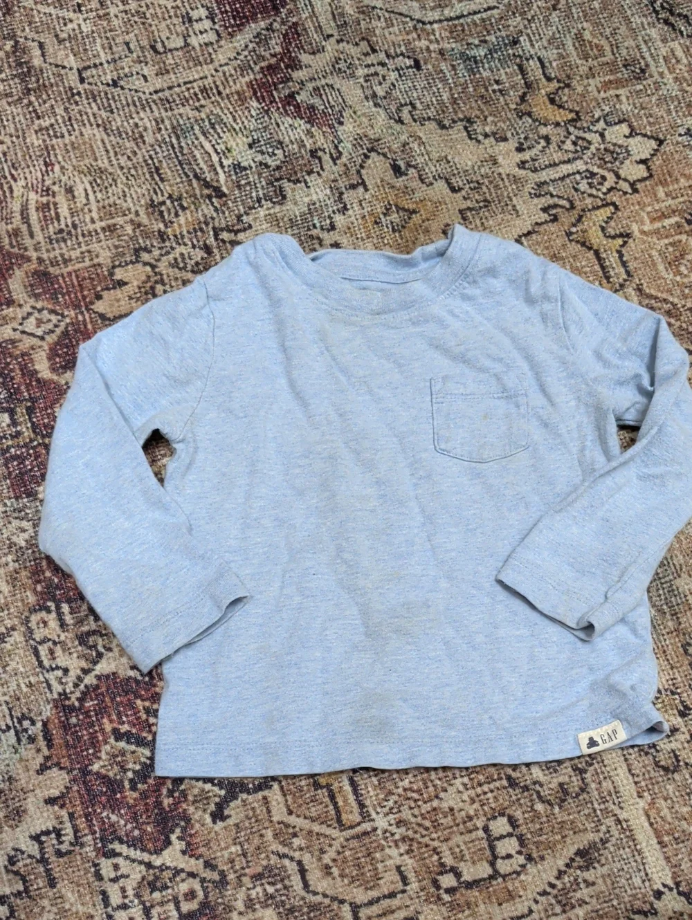 GAP Heather Light Blue Long Sleeve Pocket Tee